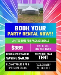 Package #1 - 20x20 High Peak Tent